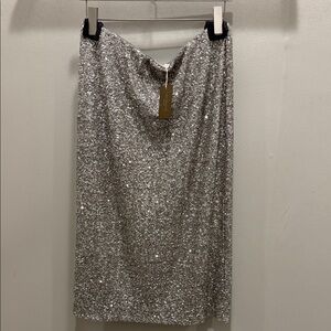 Ann Mushburn Silver Sequin Skirt. Size Large